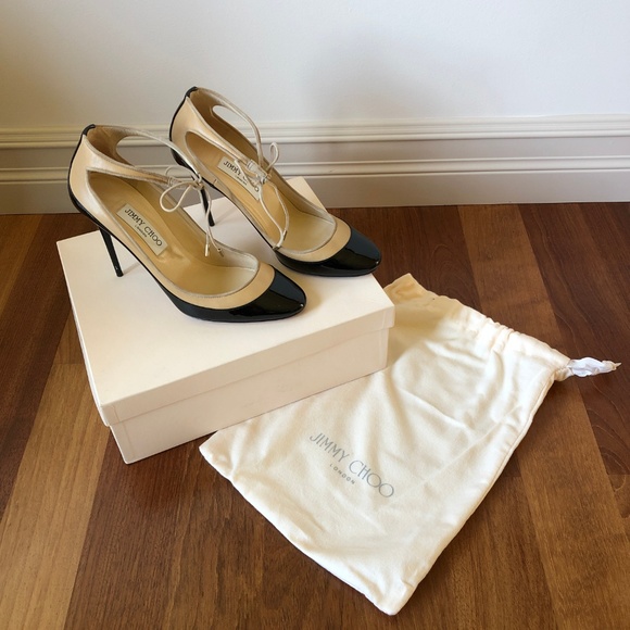 Jimmy Choo Black & Nude Mary Jane Heels - Picture 6 of 6